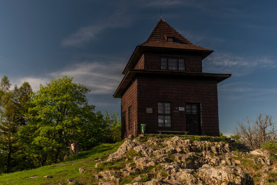 Sitno hill in central Slovakia in spring blue sky day
