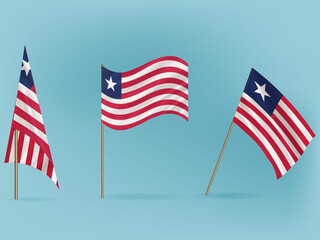National flag of Liberia  vector.Waving flag of Liberia from different angle