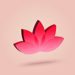 3d green lotus flower icon. Vector