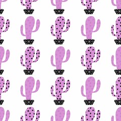 Floral seamless cactus pattern for fabrics and textiles and packaging and gifts and cards and linens and kids