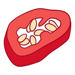 Pepper slice icon outline, hand drawn vector. Vegetable chili