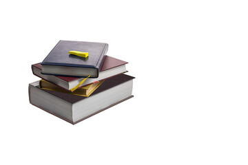 several new books isolated on white background