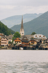 Landscape photography of Hallstatt Austria seen from the lake shore