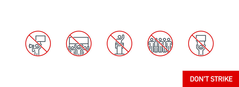 crowd of protesting activists at demonstrate single line icon isolated on white. Perfect outline symbol strike of group people against the war. rebels and insurgents element with editable Stroke line