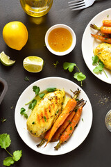 Roasted chicken breast with carrots