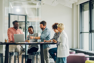 Multiracial business team having a meeting in an office
