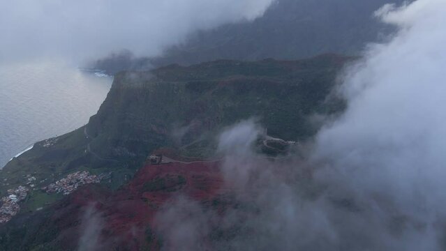 Incredible views through the clouds of the Canary volcanic island of La Gomera. Beautiful mountain views through the clouds