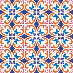Seamless tiles background in portuguese style in grey. Mosaic pattern for ceramic in dutch, portuguese, spanish, italian style - 505779687
