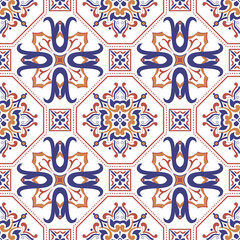 SSeamless tiles background in portuguese style in grey. Mosaic pattern for ceramic in dutch, portuguese, spanish, italian style