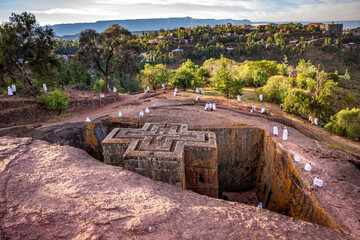 Biet Ghiorgis, Rock Hewn Orthodox Church in Lalibela in Ethiopia