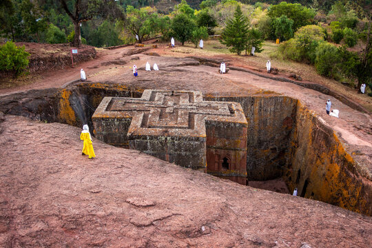 Biet Ghiorgis, Rock Hewn Orthodox Church in Lalibela in Ethiopia