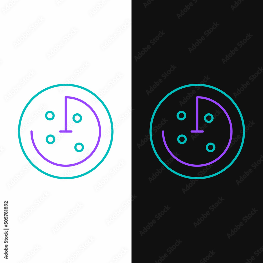 Poster line radar with targets on monitor in searching icon isolated on white and black background. search 