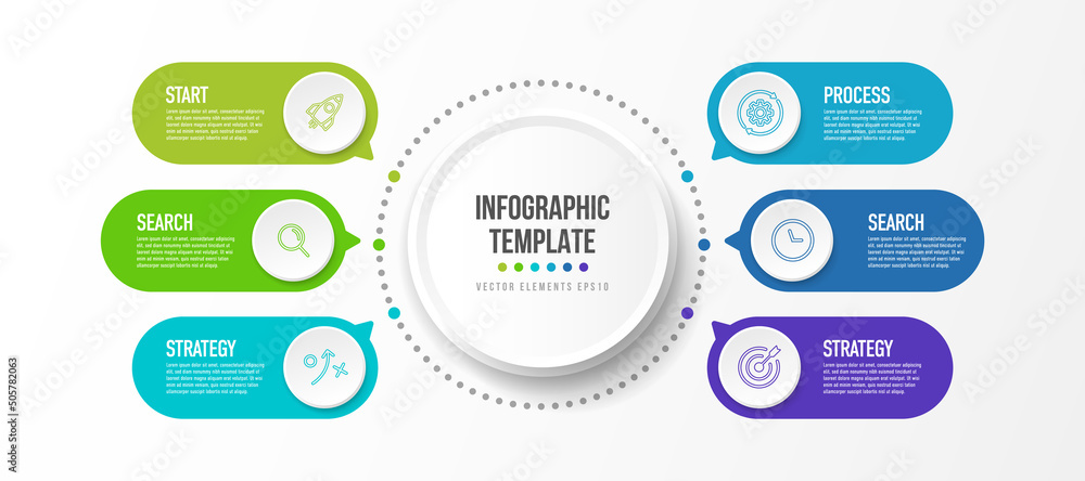 Poster timeline infographic design with 6 options or steps. infographics for business concept. can be used 
