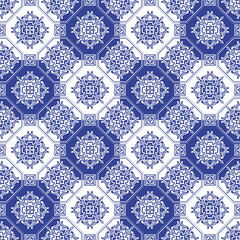 Seamless tiles background. Mosaic pattern for ceramic in dutch, portuguese, spanish, italian style. - 505782271