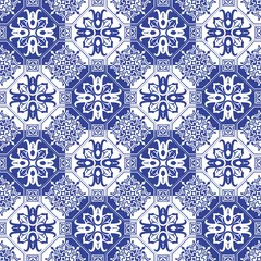 Gordijnen Seamless tiles background. Mosaic pattern for ceramic in dutch, portuguese, spanish, italian style. © jolie_nuage