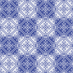Seamless tiles background. Mosaic pattern for ceramic in dutch, portuguese, spanish, italian style. - 505782276