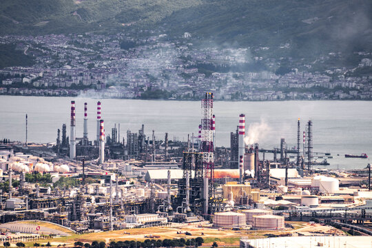 Turkey - May 19, 2022 : Tupras Izmit oil refinery, Tupras is Turkey's largest oil refinery Korfez/Kocaeli
