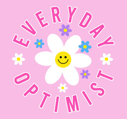 happy flower illustration typography