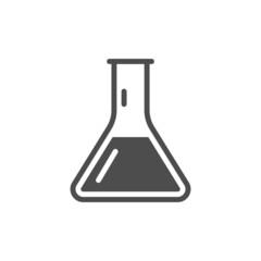 Laboratory beaker icon test tube. Chemistry experimental logo lab bubble vector icon