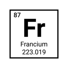 Francium chemical element atom icon. Laboratory science francium