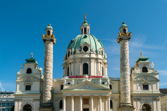 Austria, Vienna, Exterior of St. Charles Church