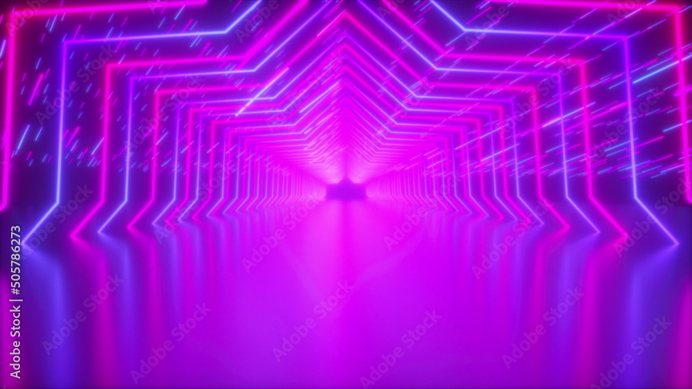 Poster neon tunnel. computer generated 3d render