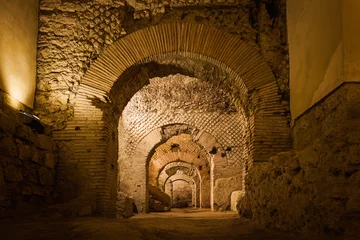 Fotobehang Naples underground (Napoli Sotteranea) at the archaeological excavations of San Lorenzo Maggiore, Naples, Italy. View of the ruins of the Macellum, the ancient Roman market. © Maurizio De Mattei