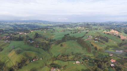 
Panoramic natural landscape municipality of San Pedrto de los Milagros, Antioquia Colombia, views from the air, drone photography