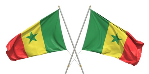 Isolated flags of Senegal on white background. 3D rendering