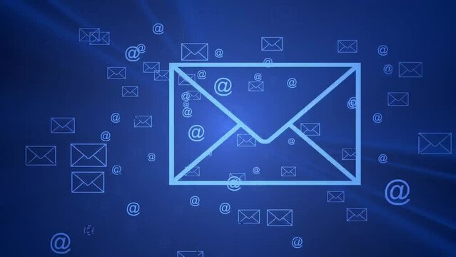 E-mail symbols coming out virtual space.