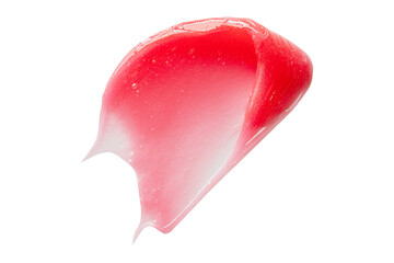 Beauty mask swatch smear smudge isolated on white. Red face lotion tooth brush moisturiser texture....