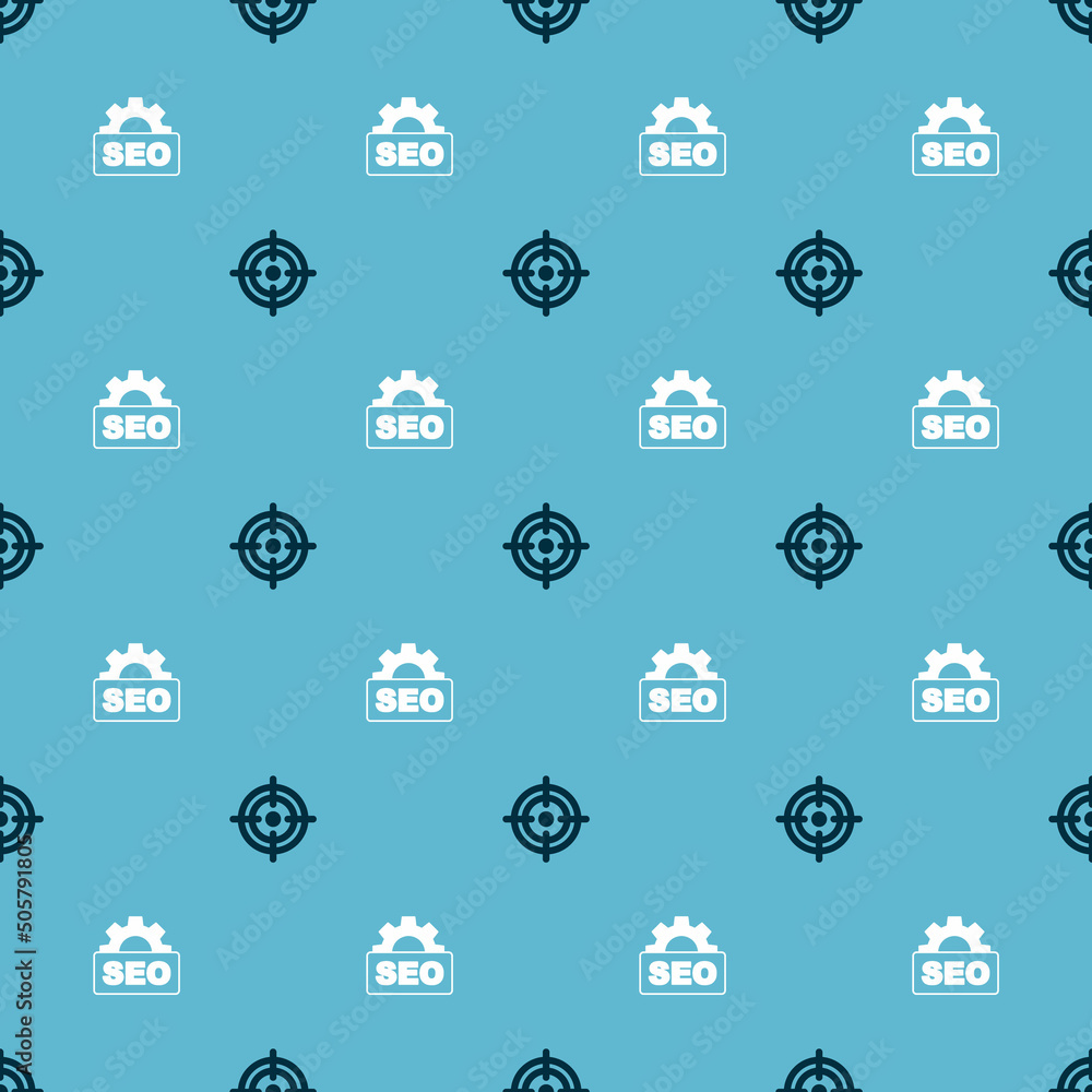 Poster set target and seo optimization on seamless pattern. vector