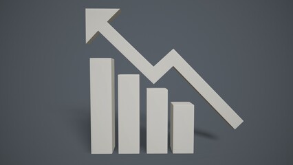Statistical columns for information representation. Financial geometric jumps on the stock exchange. 3d-rendering