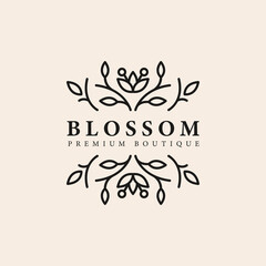 abstract beautiful and elegant flower wreath logo concept