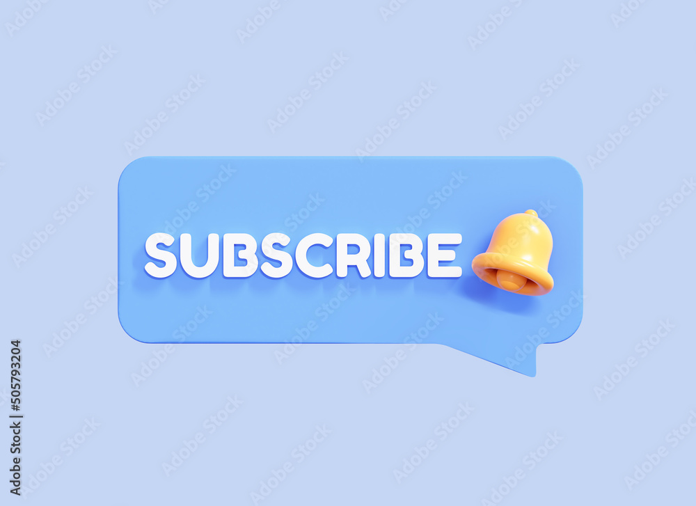 Aufkleber 3d subscribe button with bell notification. online subscription to channel or blog. social media mar