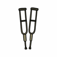 crutches doodle icon, vector color line illustration
