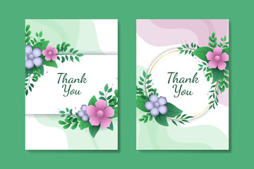 Lovely Thank you card design with green botanical floral elements
