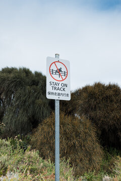 Stay On The Track Sign.