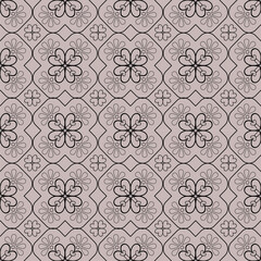 Seamlessly connected white geometric lines. flower shape lines,   Pattern with thin curl lines and Monochrome abstract floral linear texture. Modern pattern for fabric, wrapping in Arabic style.