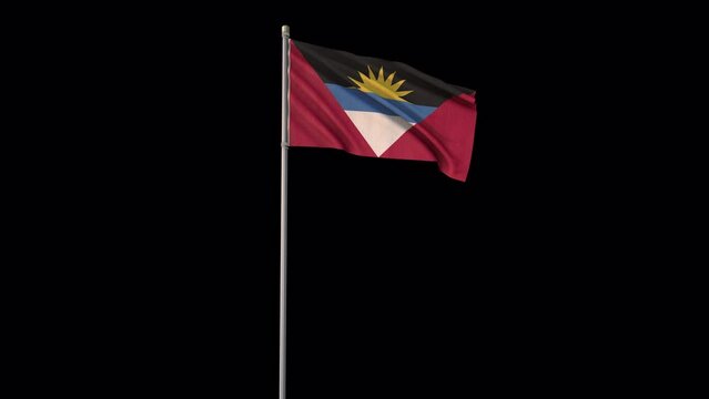 Antigua and Barbuda flag, 4k video background is transparent