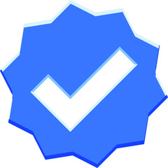 Star shaped blue checkmark vector icon