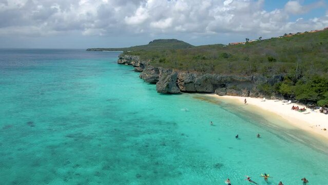  Cas Abou Beach Curacao on the caribbean island of Curacao, Playa Cas Abou in Curacao Caribbean tropical white beach with blue ocean