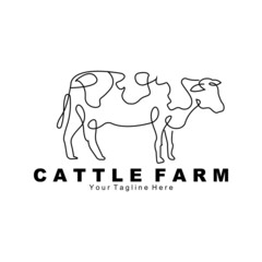 cow animal logo, cattle farm, dairy farm animal illustration design