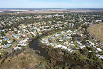 Goondiwindi , Queensland, on the Macintyre river separating New South Wales from Queensland