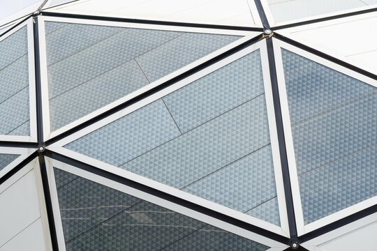 Close up detail of the triangular panels of AAMI park in Melbourne