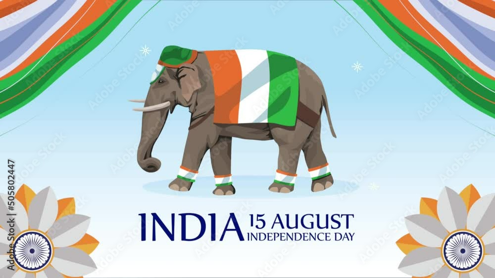 Wall mural india independence day lettering animation