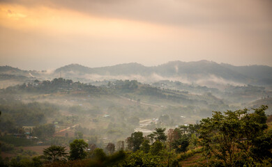 Wat Kong Niam Viewpoint over the valley in Phetchabun, Thailand