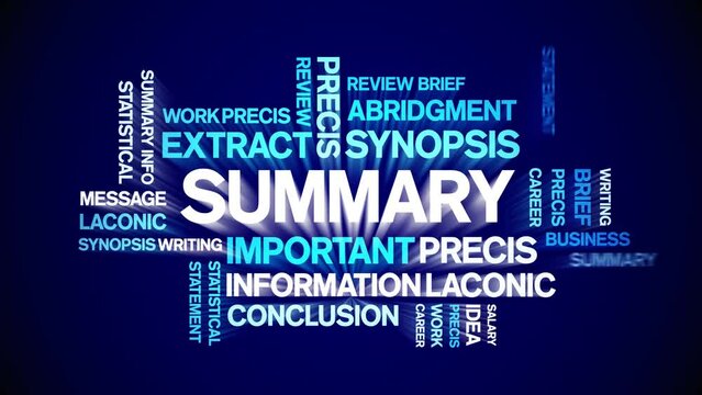 Summary Animated tag word cloud;text design animation kinetic typography seamless loop.