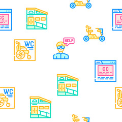 Inclusive Life Tool Vector Seamless Pattern Color Line Illustration