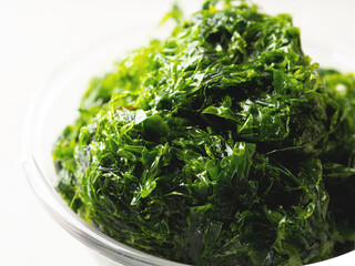 fresh green laver in a bowl